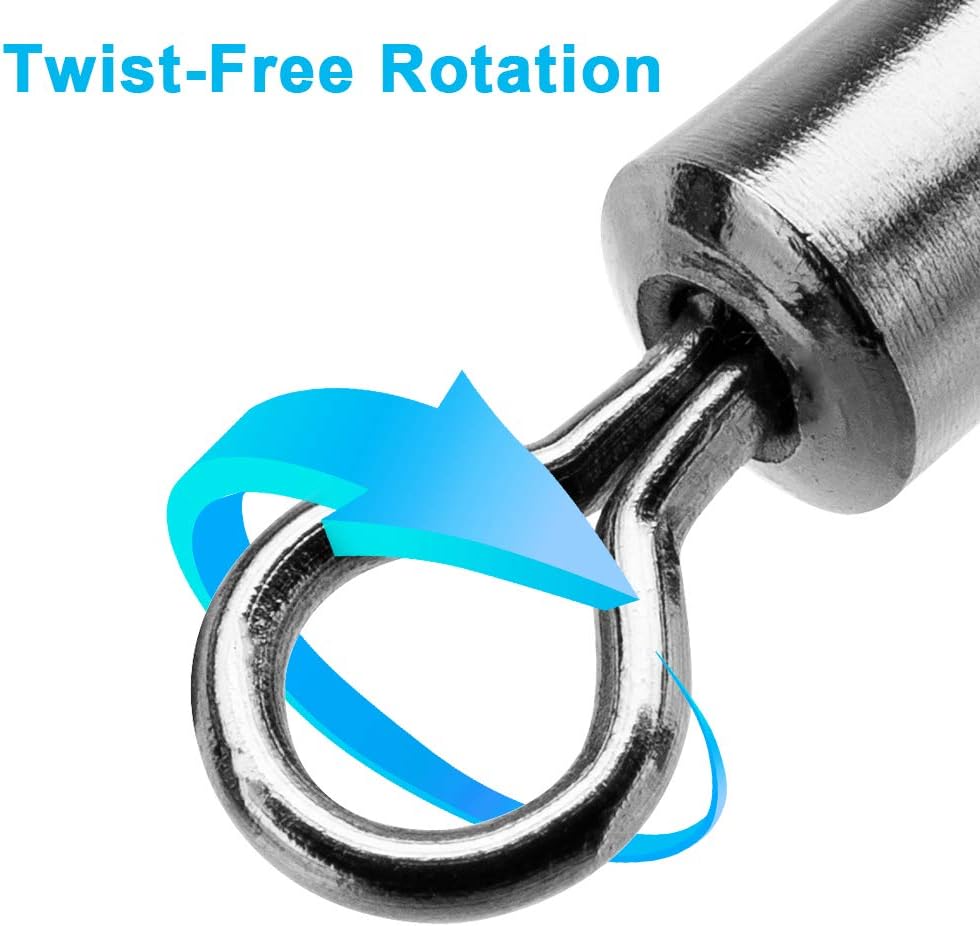 Siasky Fishing Swivels, 200pcs Barrel Swivels Fishing Stainless Steel Swivel Fishing for Saltwater Freshwater Fishing