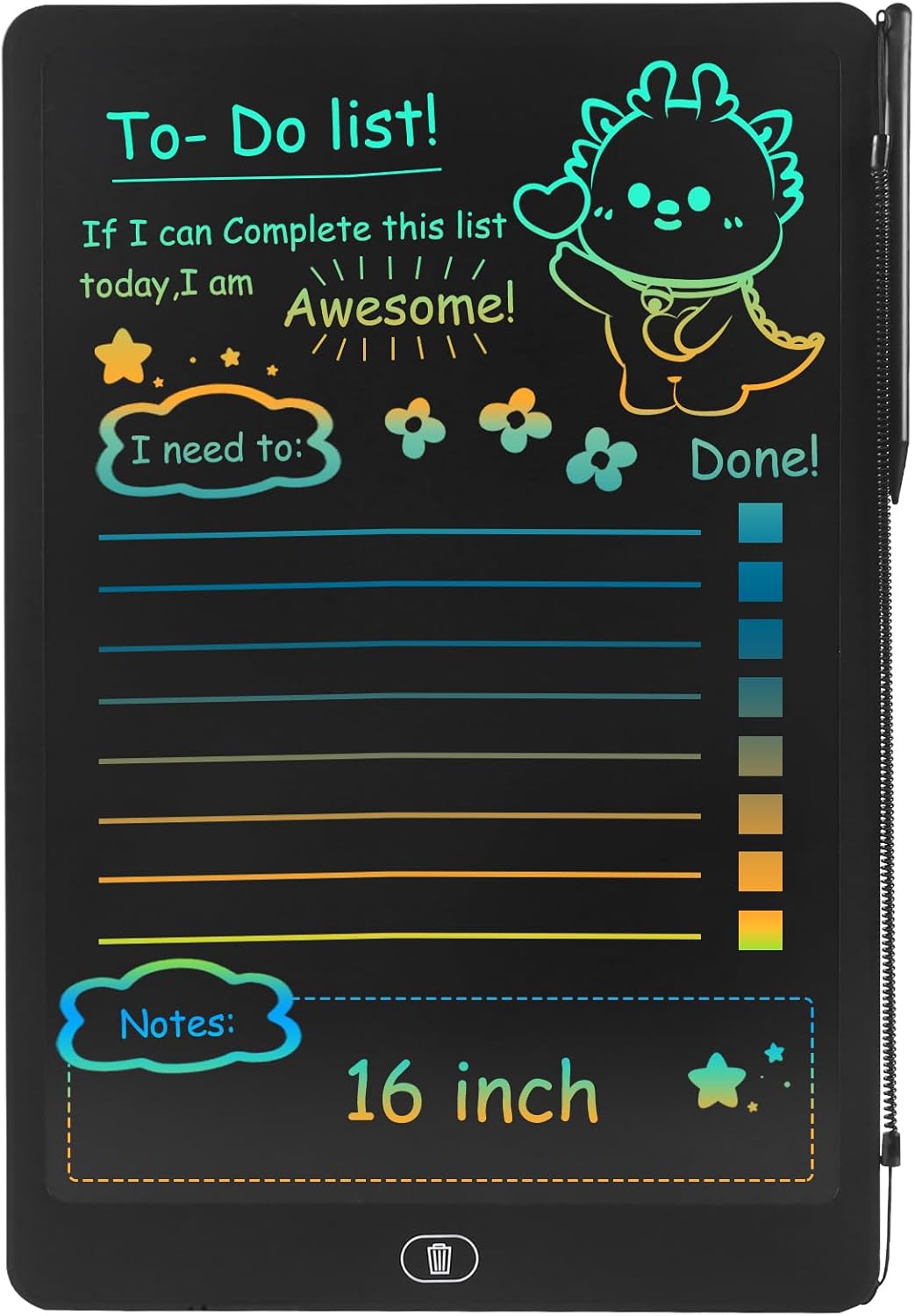 16" LCD Writing Tablet for Kids Adults, Colorful Drawing Pad Doodle Board