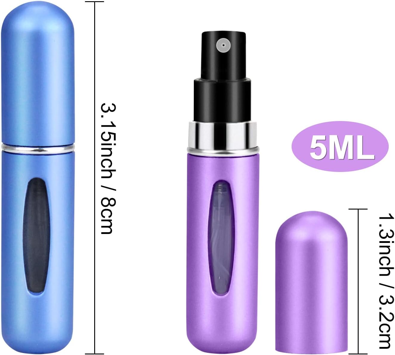QMOEH Refillable Perfume Atomizer Travel,8Pcs 5ML Portable Mini Pocket Perfume Atomizer Bottle Spray for Women Mens Small Mister Spray Bottle for Travel Accessories