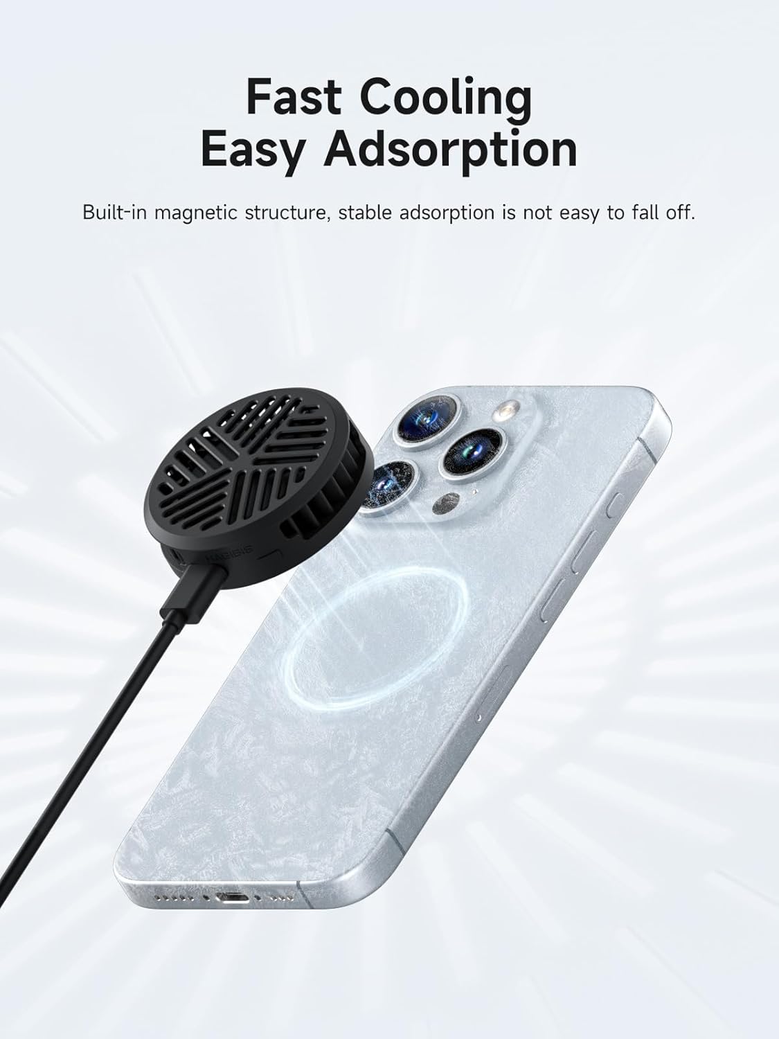 Hagibis Magnetic Cell Phone Cooler Ultrathin Cooling Fan Portable Lightweight Mobile Phone Radiator for iPhone 16 15 Pro Max, MagSafe Series, iPad Pro, Android, Tablet (Grey)