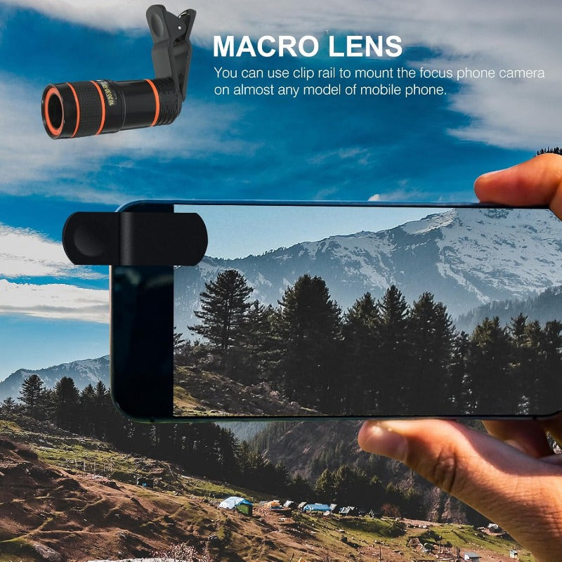 Clip-On 8x Zoom Telephoto Lens for All Smartphone Cameras - High-Definition Glass Monocular Accessory