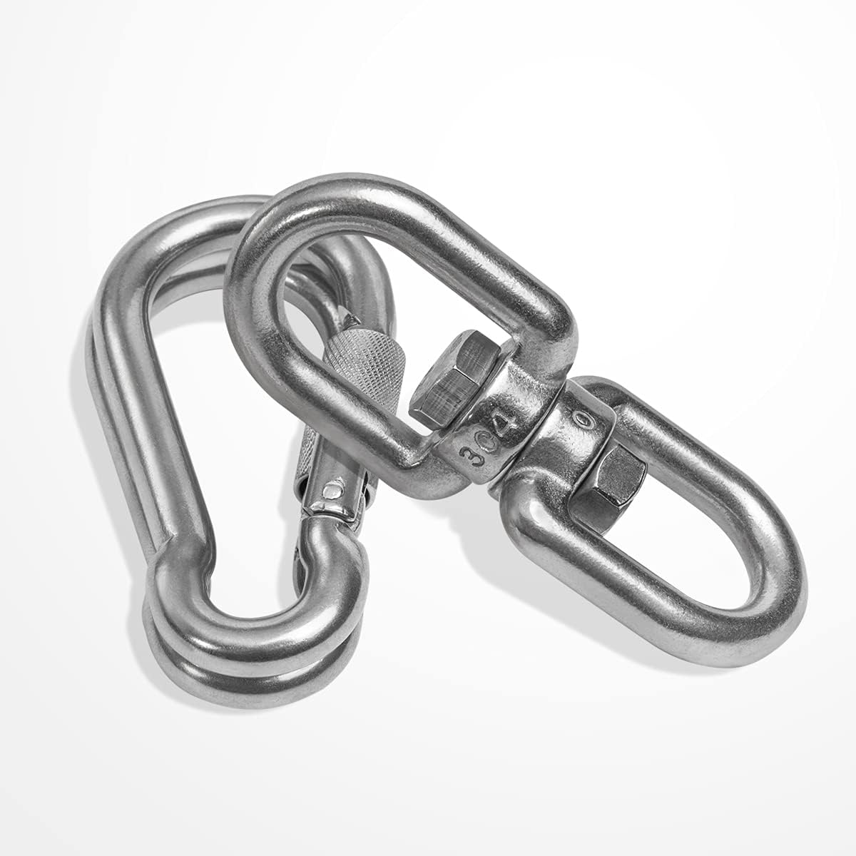 2 1 Heavy Duty 304 Stainless Steel Swivel Ring Double Ended Swivel Eye Hook with SUS304 Snap Hooks for Web Tree Swing, Swing Spinner Hanger, Reliable and Safe (M8)