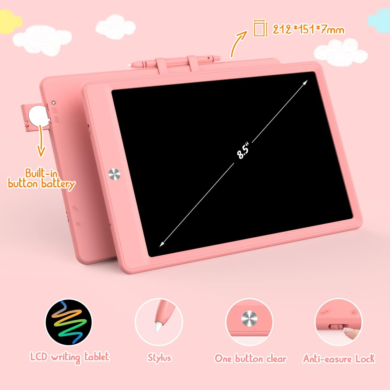 BUKEBU LCD Writing Tablet Doodle Board,10.5 inch Colorful Drawing Pad,Electronic Drawing Tablet, Drawing Pads,Travel Gifts for Kids Ages 3 4 5 6 7 8 Year Old Girls Boys (Blue)