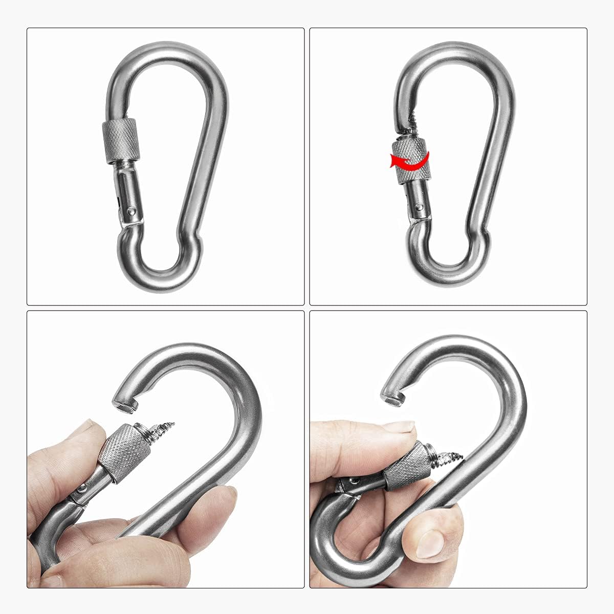 2 1 Heavy Duty 304 Stainless Steel Swivel Ring Double Ended Swivel Eye Hook with SUS304 Snap Hooks for Web Tree Swing, Swing Spinner Hanger, Reliable and Safe (M8)