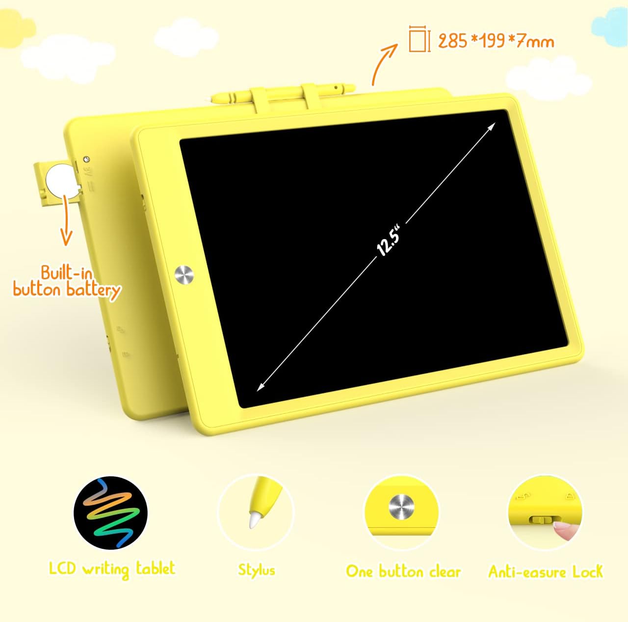 BUKEBU LCD Writing Tablet Doodle Board,10.5 inch Colorful Drawing Pad,Electronic Drawing Tablet, Drawing Pads,Travel Gifts for Kids Ages 3 4 5 6 7 8 Year Old Girls Boys (Blue)