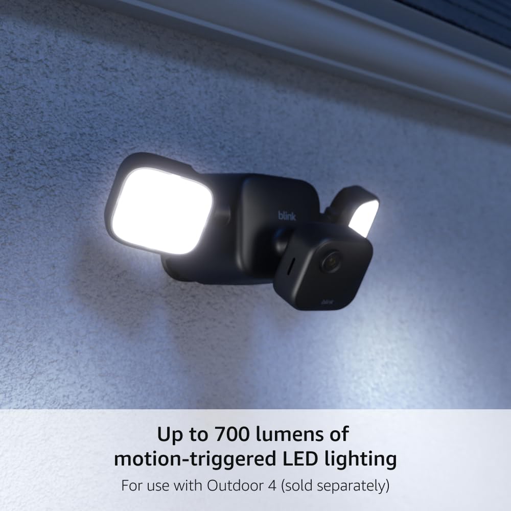 Blink Outdoor 4 Floodlight Camera (newest model), Wire-free smart security camera, 700 lumens, two-year battery life, HD live view, enhanced motion detection, Works with Alexa- 1 camera system
