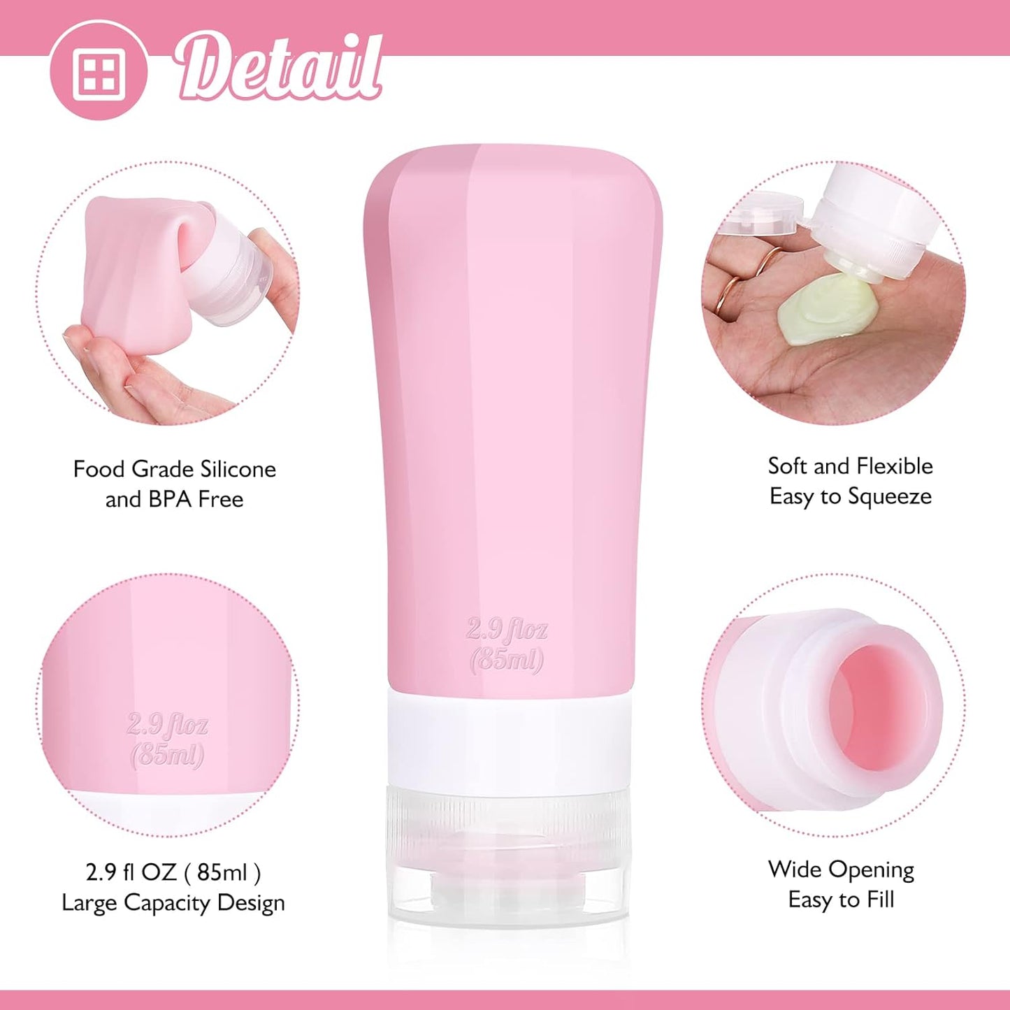 JBYAMUS 18 Pcs Silicone Travel Bottles Set, Leak-Proof Travel Size Toiletries, TSA Approved Travel Bottles for Toiletries, Portable Travel Toiletries Containers for Women (Pink-Green)