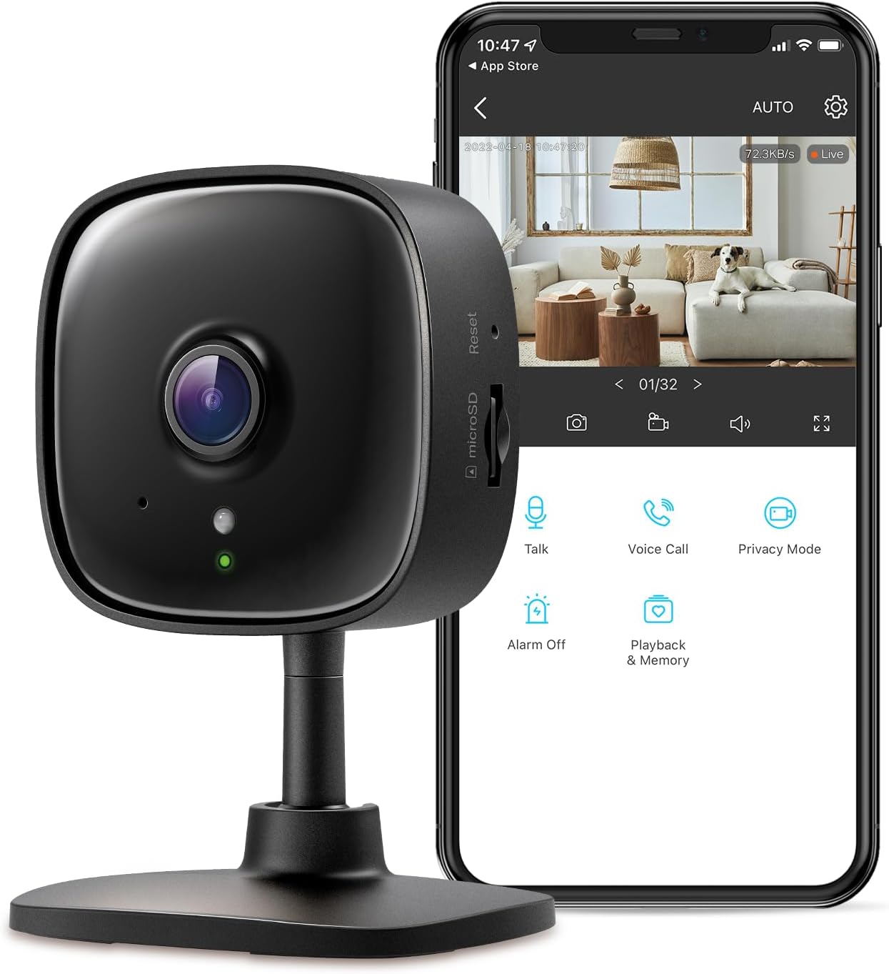 TP-Link Tapo 2K Security Camera for Baby Monitor, Dog Camera w/Motion Detection, 2-Way Audio Siren, Night Vision, Cloud & SD Card Storage, Works w/Alexa & Google Home, 4-Pack (Tapo C110P4)