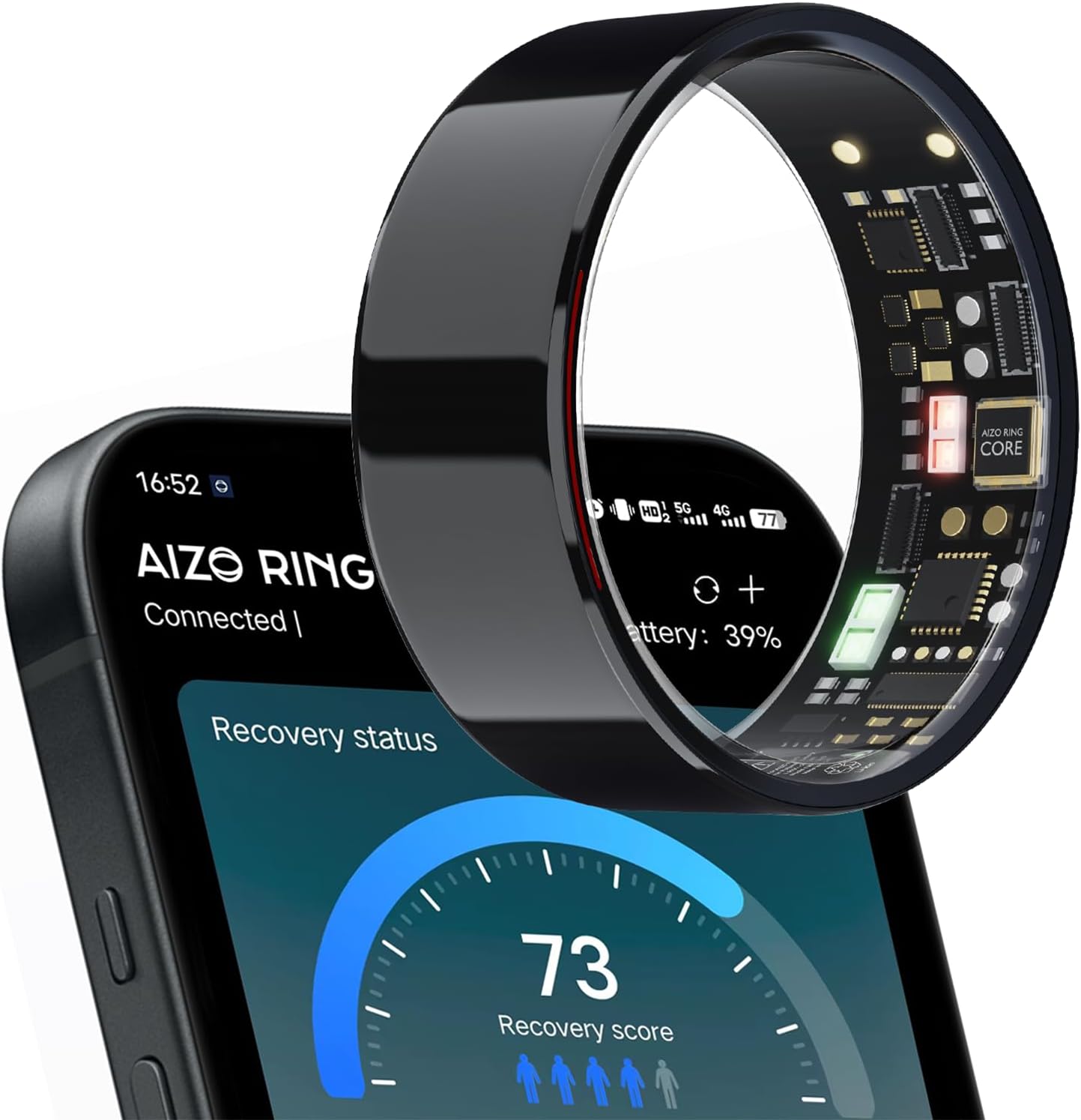AMZAIZO Smart Ring Health Fitness Tracker,Sleep&Exercise Monitor Heart Rate,Blood Oxygen,Temp,Steps,Distance,Calories,Event Reminders,Air Gestures,SOS,5ATM Waterproof,for Android & iOS (8)