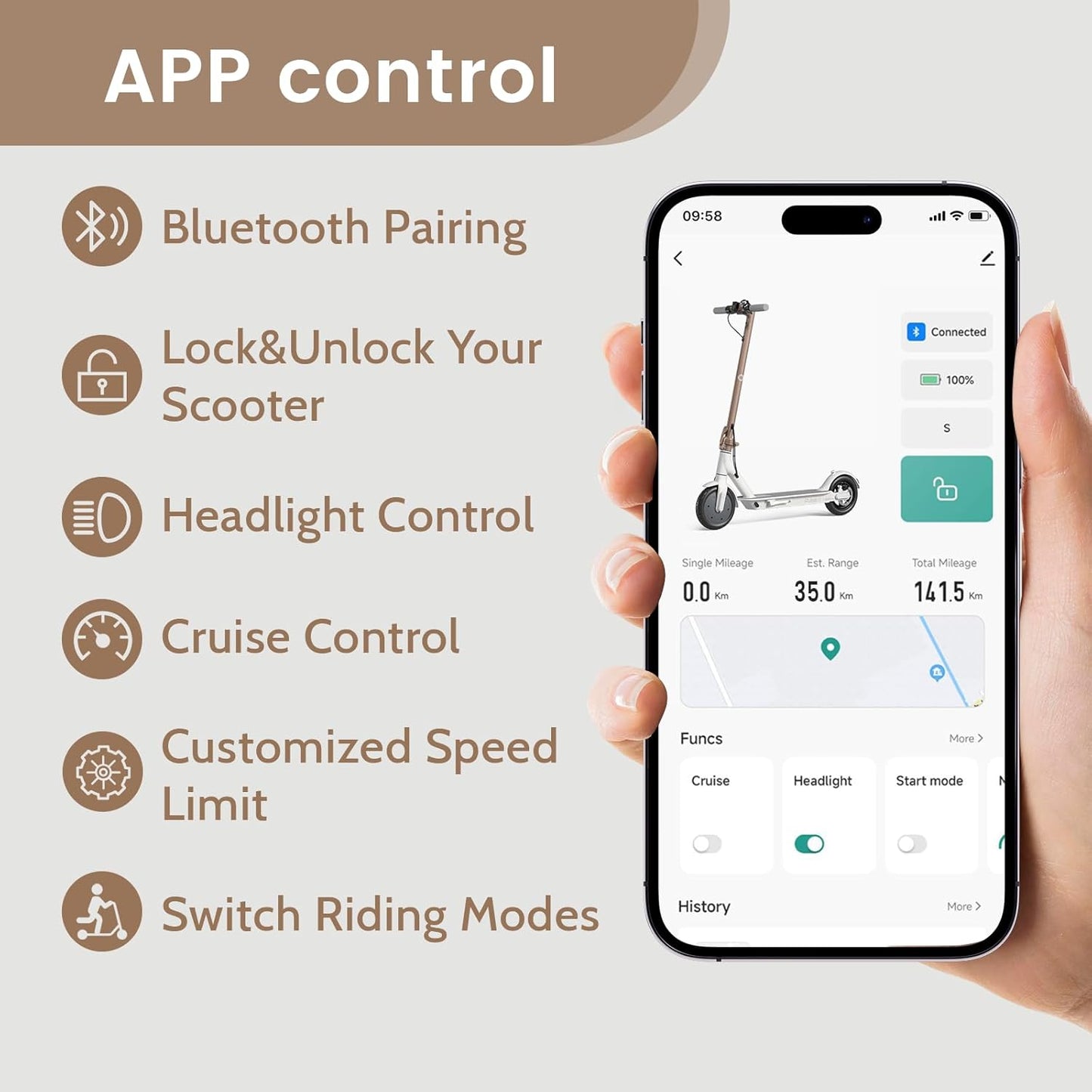 Commugo Electric Scooter for Adults 300 lbs, 8.5 Inch/10 Inch Tires, 500W Peak Motor 19 Mph Speed, 17/21 Miles Max Range Foldable Commute E-Scooter with Dual Braking System, App Control