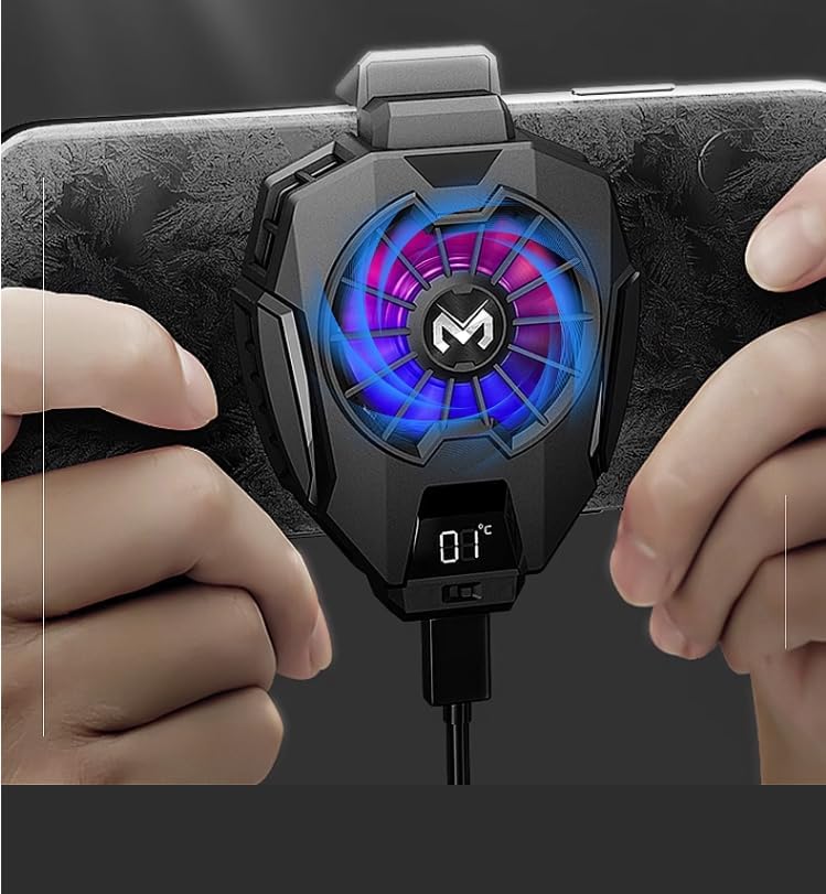 Phone Cooler for Tiktok Live Streaming, Mobile Gaming.Fast Cooling Cell Phone Refrigerator with Customized RGB Lighting, LED Temperature Display