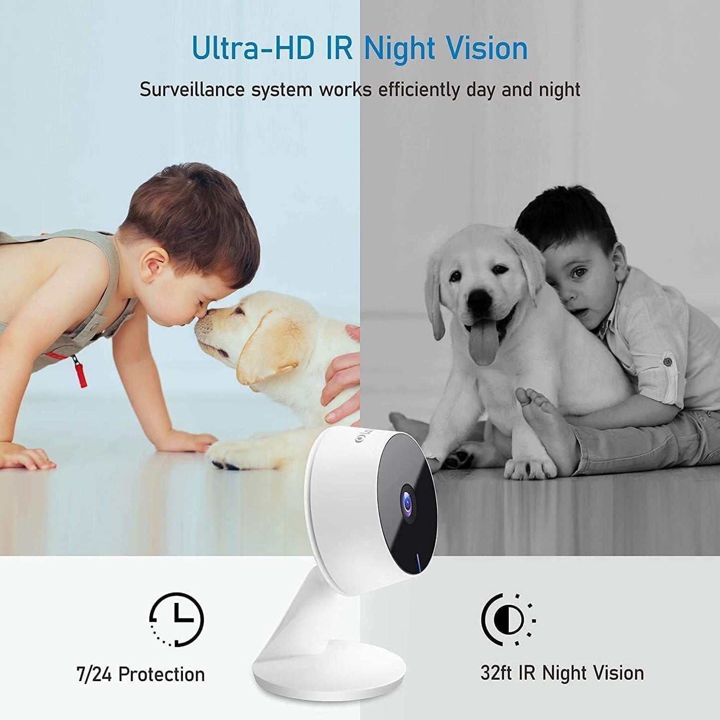 LaView Security Cameras 4pcs, Home Security Camera Indoor 1080P, Wi-Fi Cameras Wired for Pet, Motion Detection, Two-Way Audio, Night Vision, Phone App, Works with Alexa, iOS & Android & Web Access