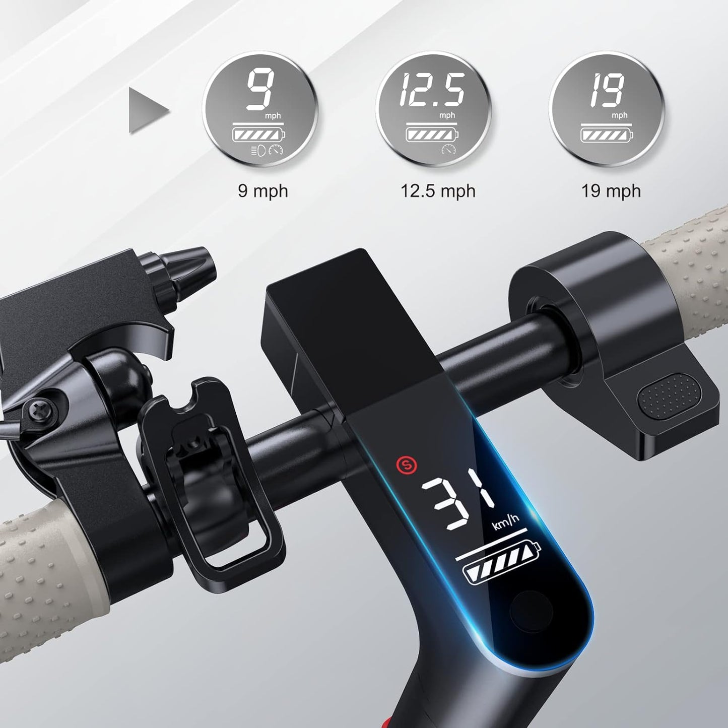Electric Scooter - 350W Motor, 8.5" Solid Tires, Up to 19 MPH and 20/23 Miles Long-Range Portable Folding Commuting Scooter for Adults with Double Braking System and App