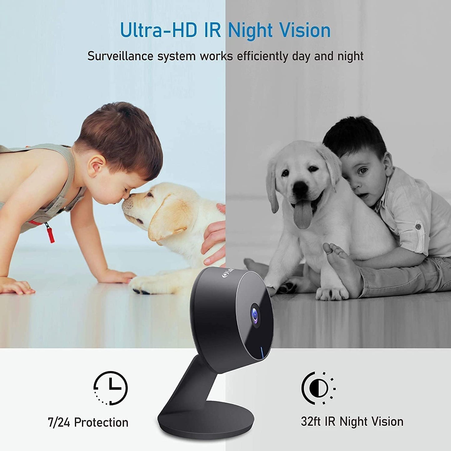 LaView Security Cameras 4pcs, Home Security Camera Indoor 1080P, Wi-Fi Cameras Wired for Pet, Motion Detection, Two-Way Audio, Night Vision, Phone App, Works with Alexa, iOS & Android & Web Access