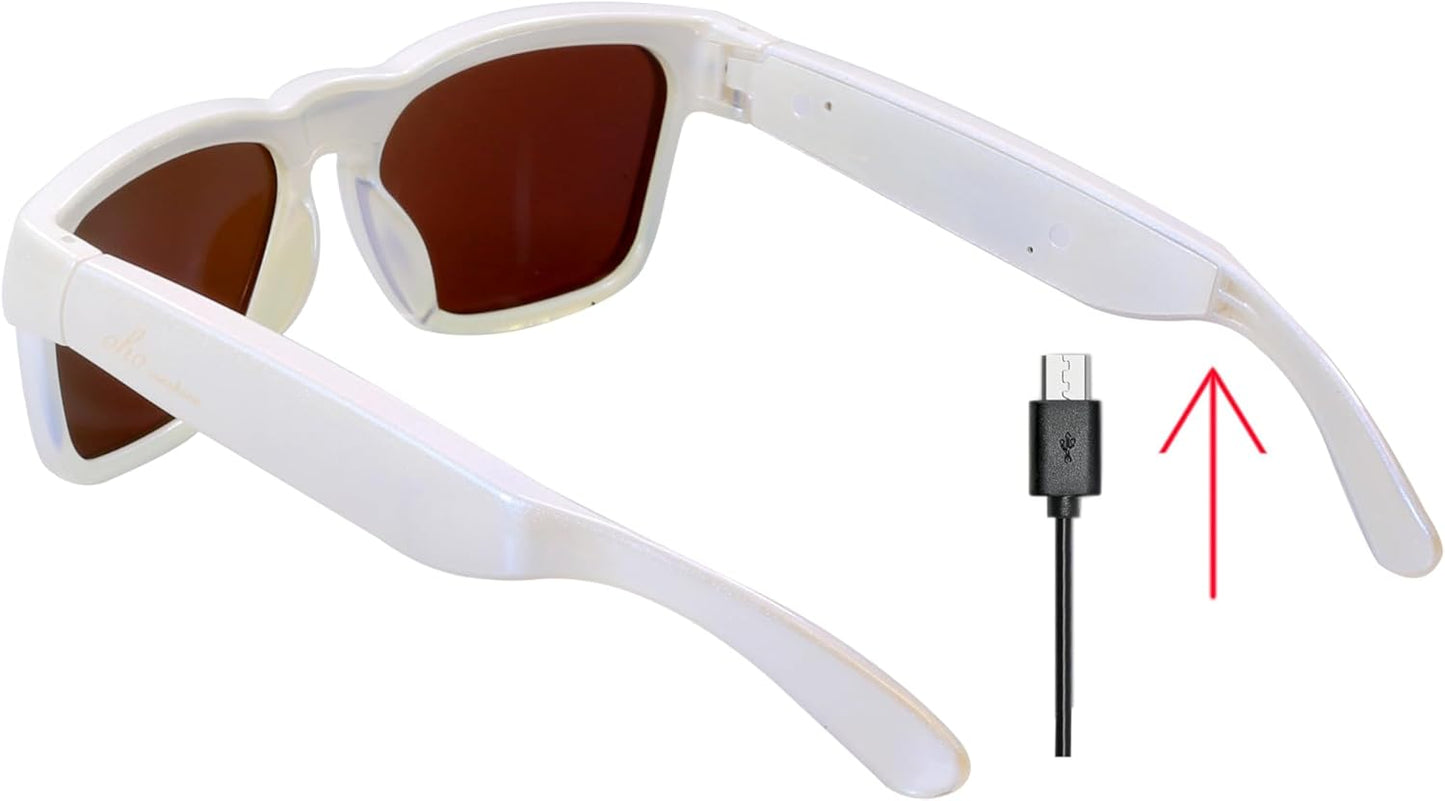 OhO Smart Glasses,Safety Glasses with Bluetooth Speaker,Indoor/Outdoor UV Protection and Voice Control,Unisex(Blue Light Lens)