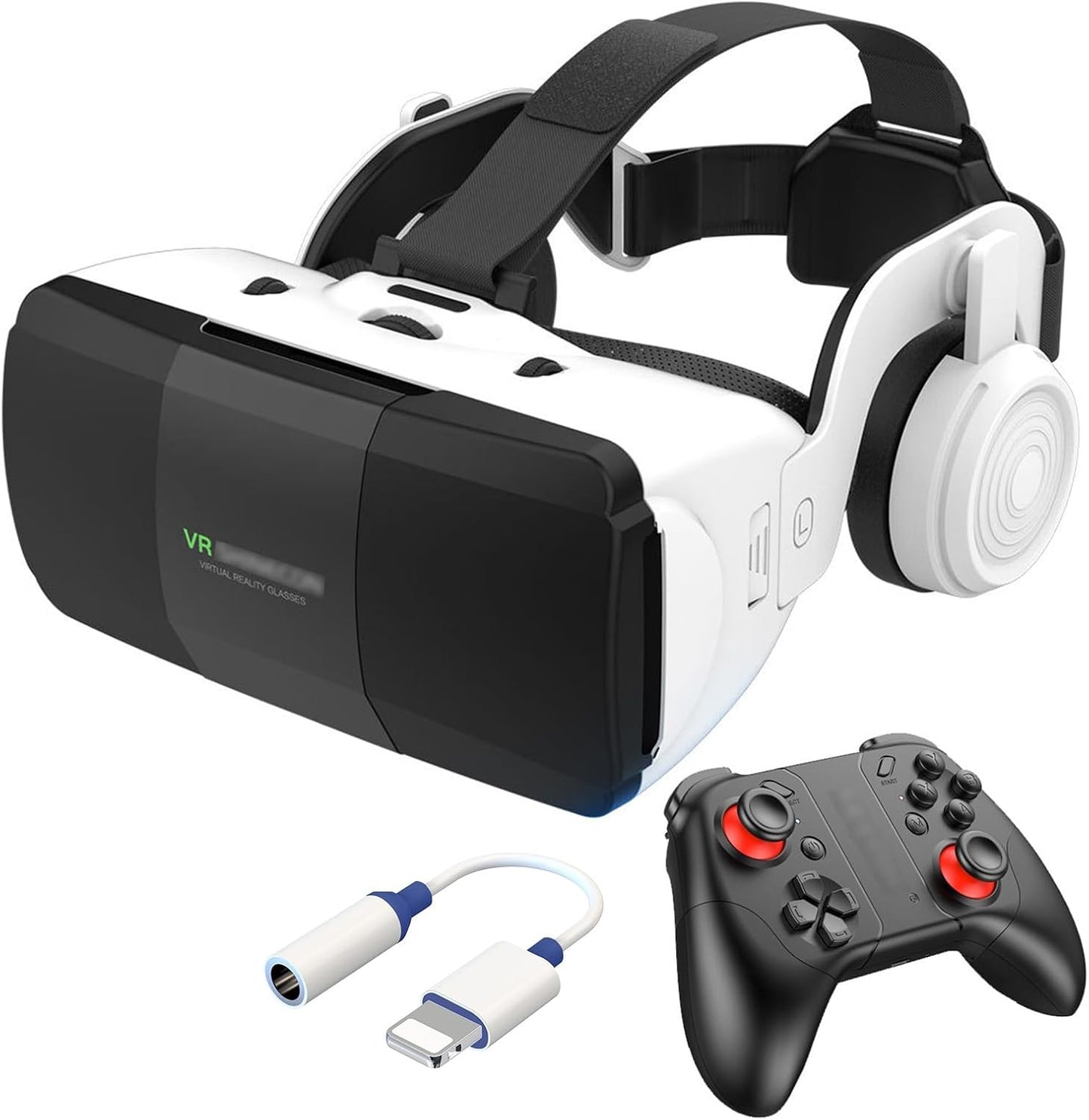 VR Headset for Phone 4.7-7.8 Inch iOS and Android, 3D Virtual Reality Glasses with Controller and Headphones, Vr Glasses for Kids and Adult Play Vr Games & 3D Movies, for Men/Kids (