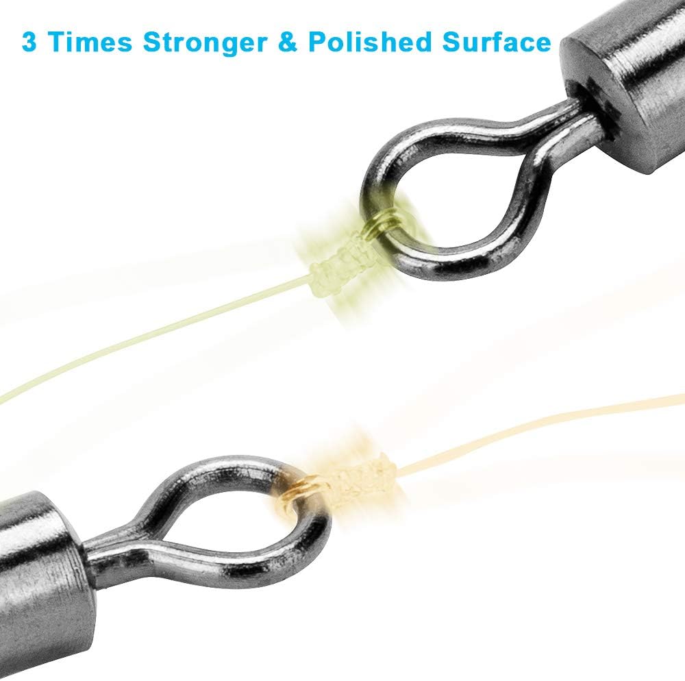 Siasky Fishing Swivels, 200pcs Barrel Swivels Fishing Stainless Steel Swivel Fishing for Saltwater Freshwater Fishing
