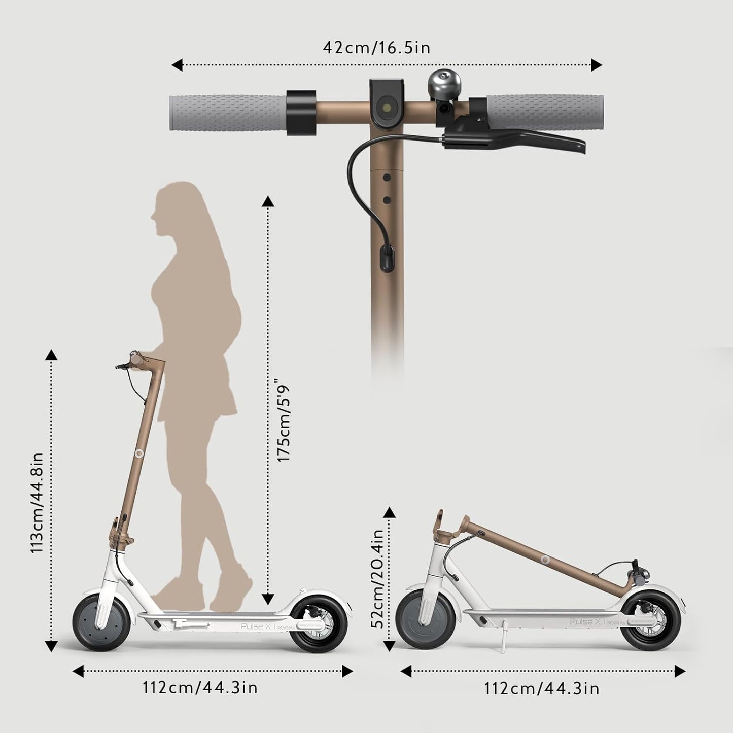 Commugo Electric Scooter for Adults 300 lbs, 8.5 Inch/10 Inch Tires, 500W Peak Motor 19 Mph Speed, 17/21 Miles Max Range Foldable Commute E-Scooter with Dual Braking System, App Control