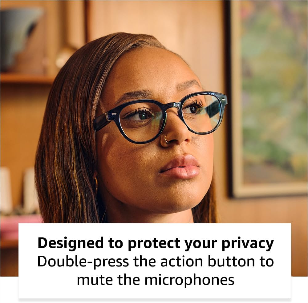 Amazon Echo Frames (3rd Gen) Echo Pop | Smart glasses with Alexa | Round frames in Blue Tortoise with prescription ready lenses