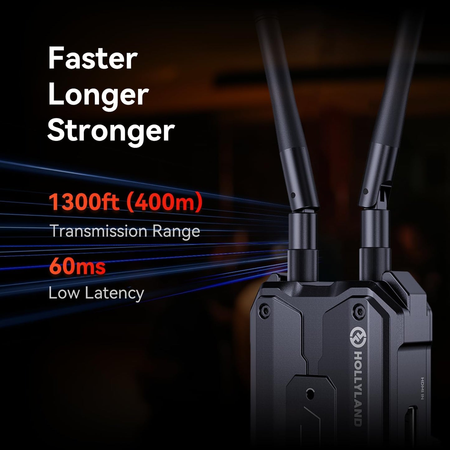 Hollyland Pyro H Wireless HDMI Video Transmission System, Dual-Band 4K30/1080p60 1300ft Los Range 60ms Latency, Up to 4 Receiver, Smart Channel Scan, UVC Live Stream (1TX 1RX)