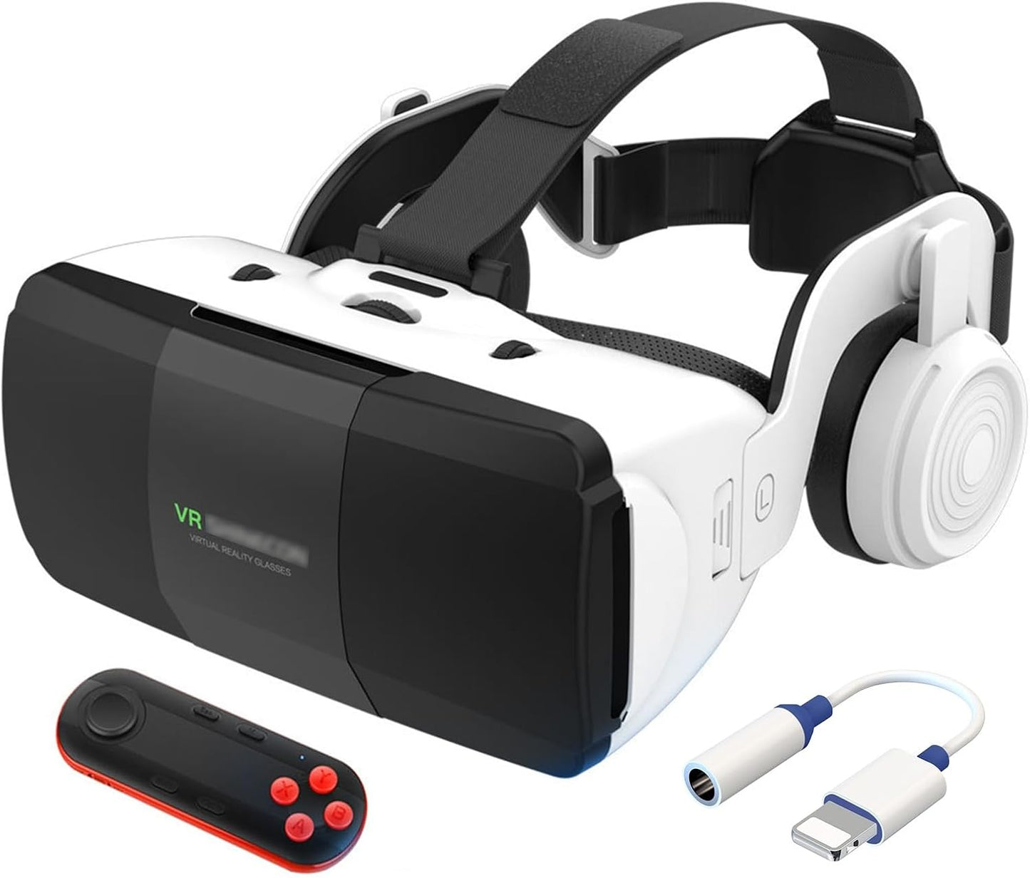 VR Headset for Phone 4.7-7.8 Inch iOS and Android, 3D Virtual Reality Glasses with Controller and Headphones, Vr Glasses for Kids and Adult Play Vr Games & 3D Movies, for Men/Kids (