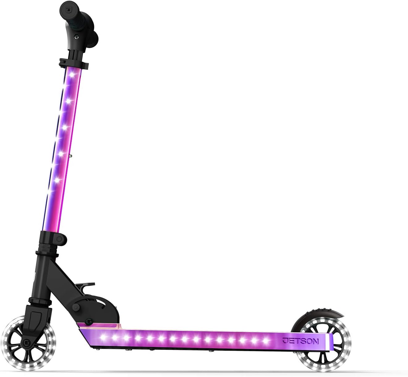Jetson 2-Wheel Light-Up Kick Scooter, Light Up Deck and Wheels, Height Adjustable Handlebar, Rear Brake, Easy-Folding Mechanism, 4 or 6 inch wheels