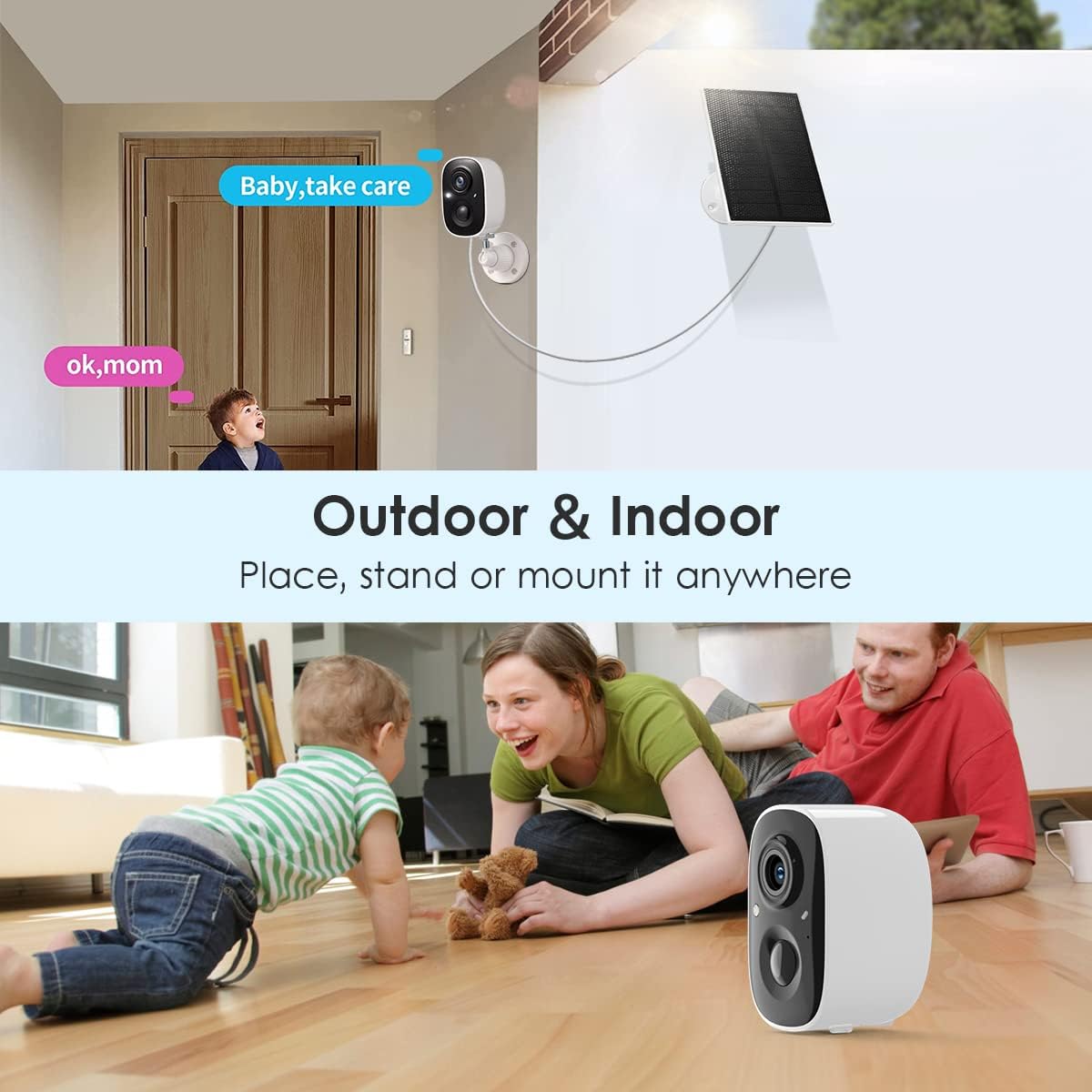 GMK Security Cameras Wireless Outdoor, 2K Color Night Vision AI Motion Detection 2-Way Talk Battery Powered WiFi Home Indoor Camera IP65 Weatherproof Spotlight Siren Alarm Cloud/SD Storage 2-Pack