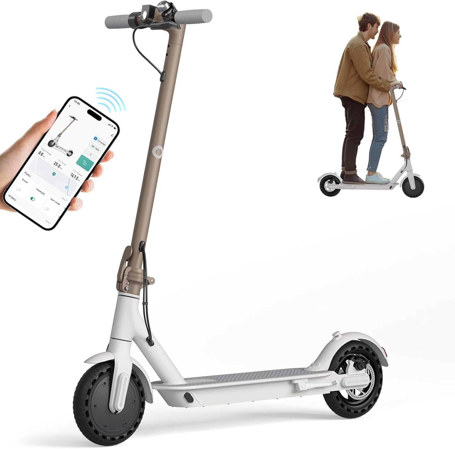 Commugo Electric Scooter for Adults 300 lbs, 8.5 Inch/10 Inch Tires, 500W Peak Motor 19 Mph Speed, 17/21 Miles Max Range Foldable Commute E-Scooter with Dual Braking System, App Control