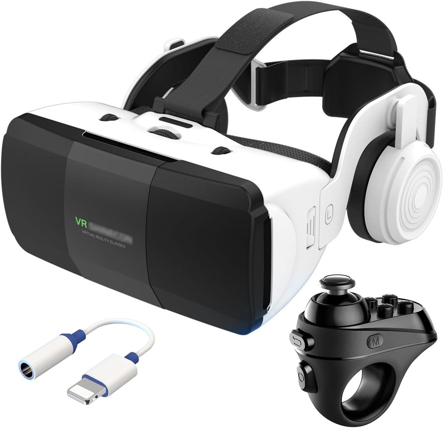 VR Headset for Phone 4.7-7.8 Inch iOS and Android, 3D Virtual Reality Glasses with Controller and Headphones, Vr Glasses for Kids and Adult Play Vr Games & 3D Movies, for Men/Kids (
