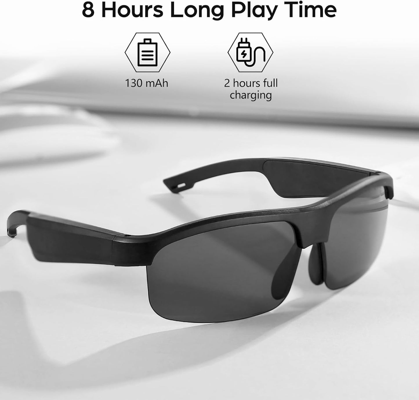 Smart Glasses, Polarized Bluetooth Sunglasses with Speaker, Voice Assistant, Open Ear, UV Protection Outdoor Audio Glass
