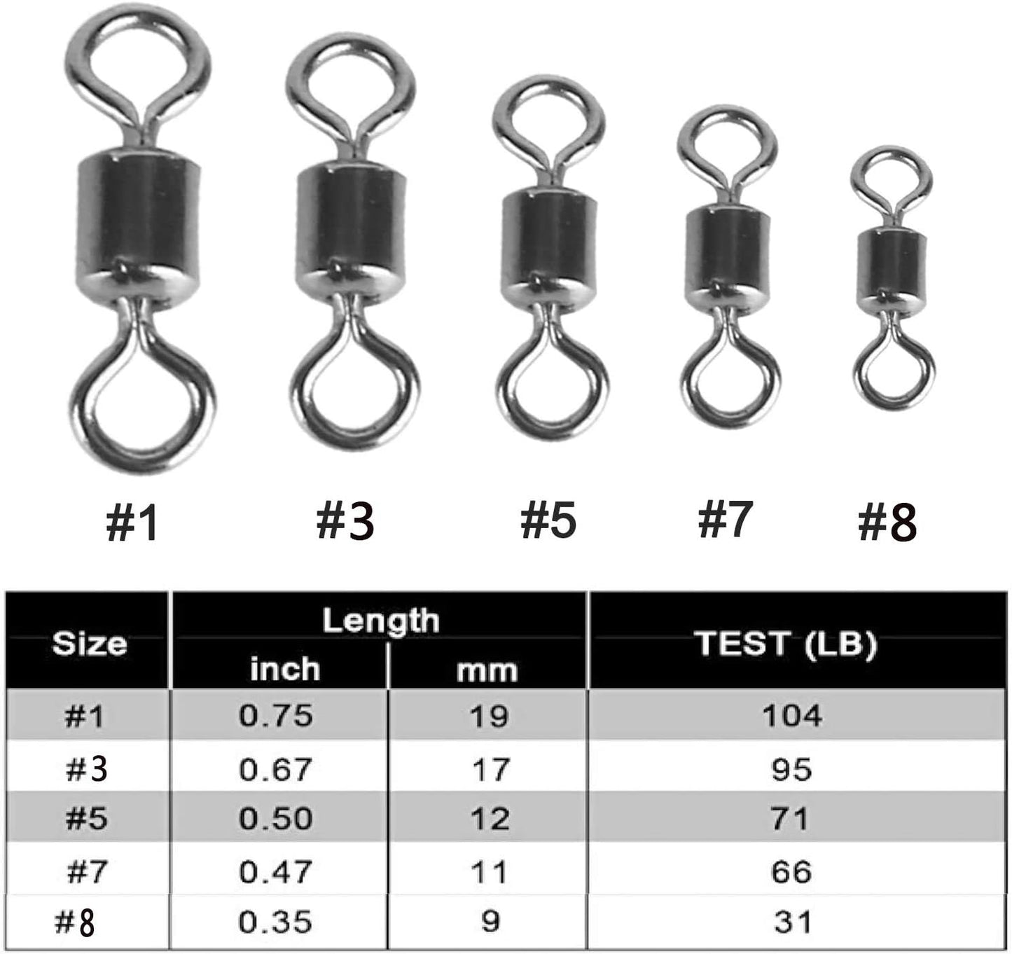 Siasky Fishing Swivels, 200pcs Barrel Swivels Fishing Stainless Steel Swivel Fishing for Saltwater Freshwater Fishing