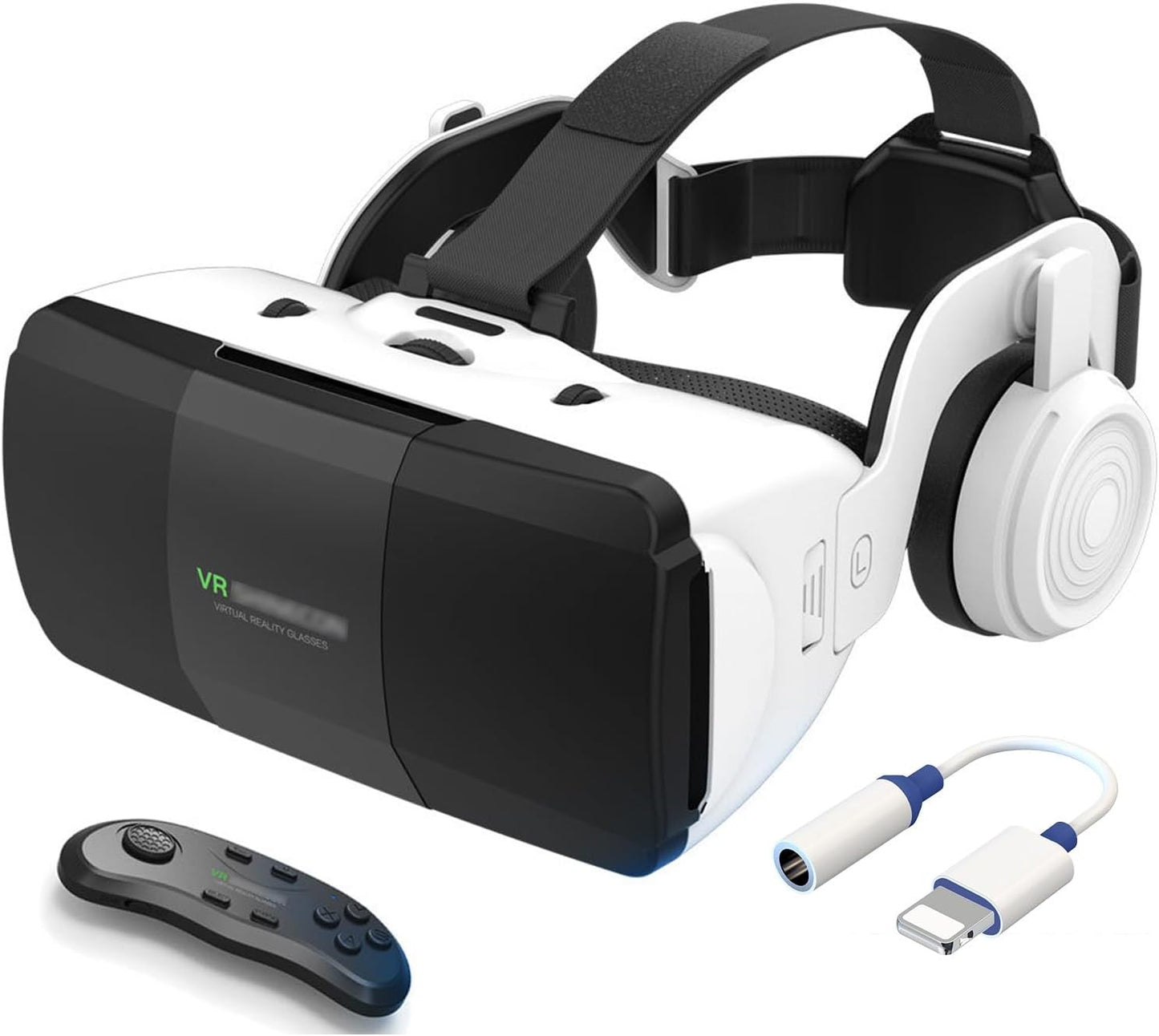 VR Headset for Phone 4.7-7.8 Inch iOS and Android, 3D Virtual Reality Glasses with Controller and Headphones, Vr Glasses for Kids and Adult Play Vr Games & 3D Movies, for Men/Kids (