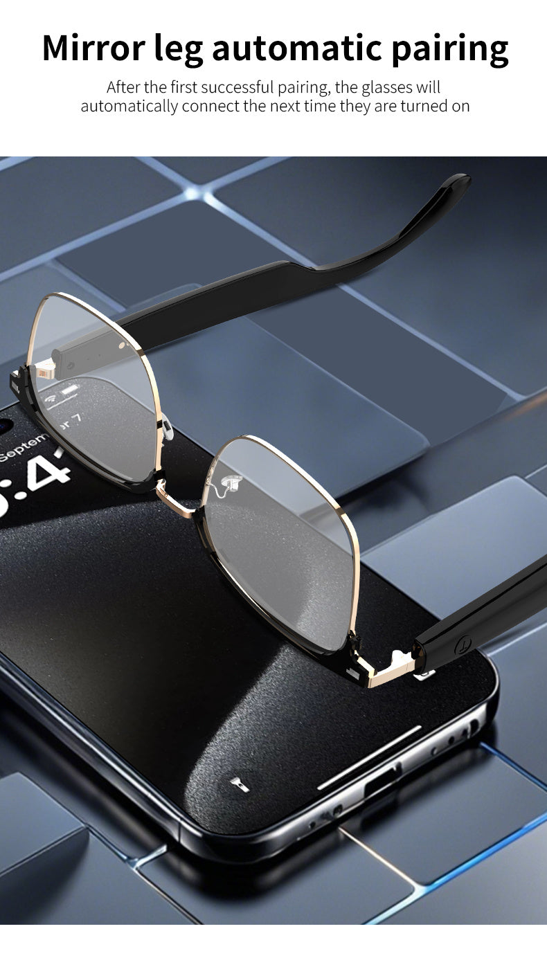Smart Glasses With Automatic Color-changing Lenses, Touch Control, Built-in Microphone, High-resolution Audio, Wireless, Rechargeable Battery, Blue Light Protection, Suitable For Office, Outdoor, Sports, Driving, Music Playback, Hands-free Calls - The Pe