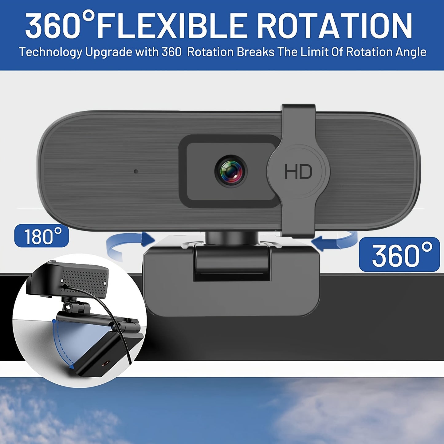Plug & Play 4K Webcam with Auto-Zoom, Remote Control, Privacy Cover, and Built-in Mic for PC/Laptop - Ideal for Video Calls & Conferencing