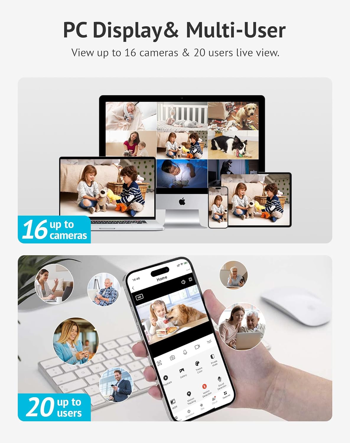 LaView Security Cameras 4pcs, Home Security Camera Indoor 1080P, Wi-Fi Cameras Wired for Pet, Motion Detection, Two-Way Audio, Night Vision, Phone App, Works with Alexa, iOS & Android & Web Access