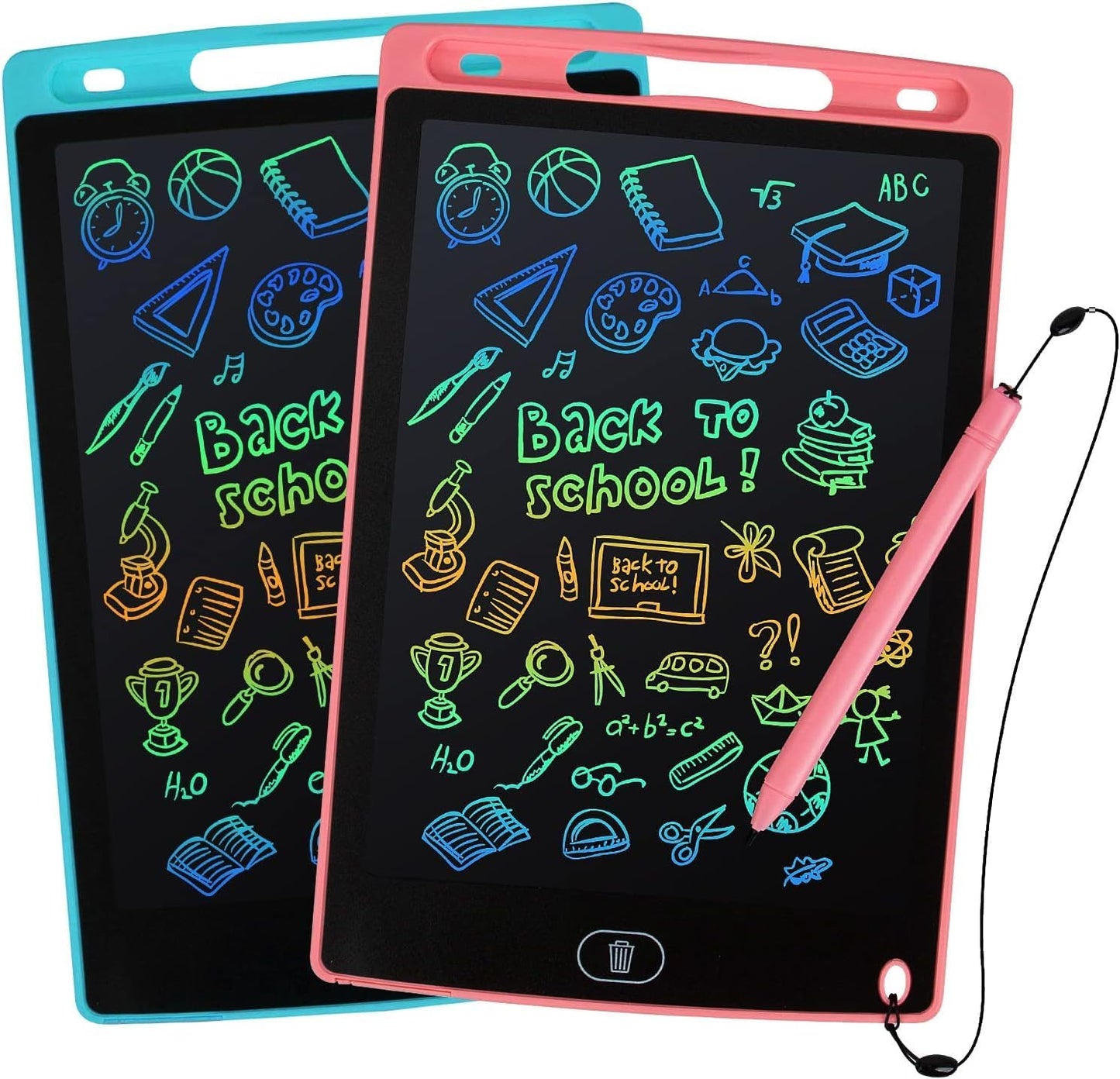 LCD Writing Tablet, 2 Packs Drawing Pads for Kids 3 4 5 6 Years Old 8.5 Inch Colorful Lines Doodle Scribble Boards Educational Toys for Boys Girls Road Trip EssentialsTravel Game Toys,Pink Blue