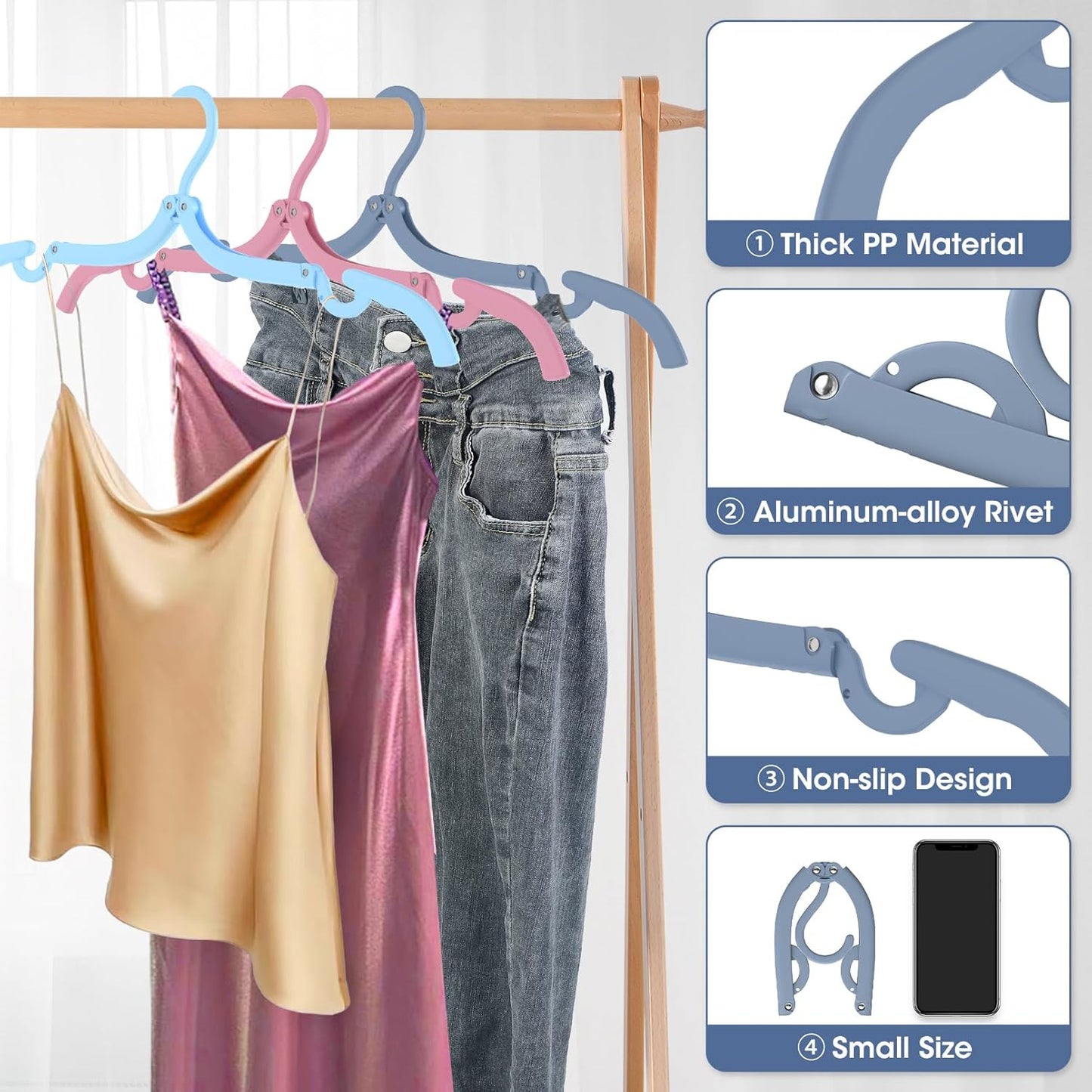 30 Pcs Travel Hangers Portable Foldable Travel Hanger Organizer, Plastic Travel Accessories Essentials Clothes Drying Rack Folding Hangers for Traveling Camping Flying RV Cruises Suitcase, Black