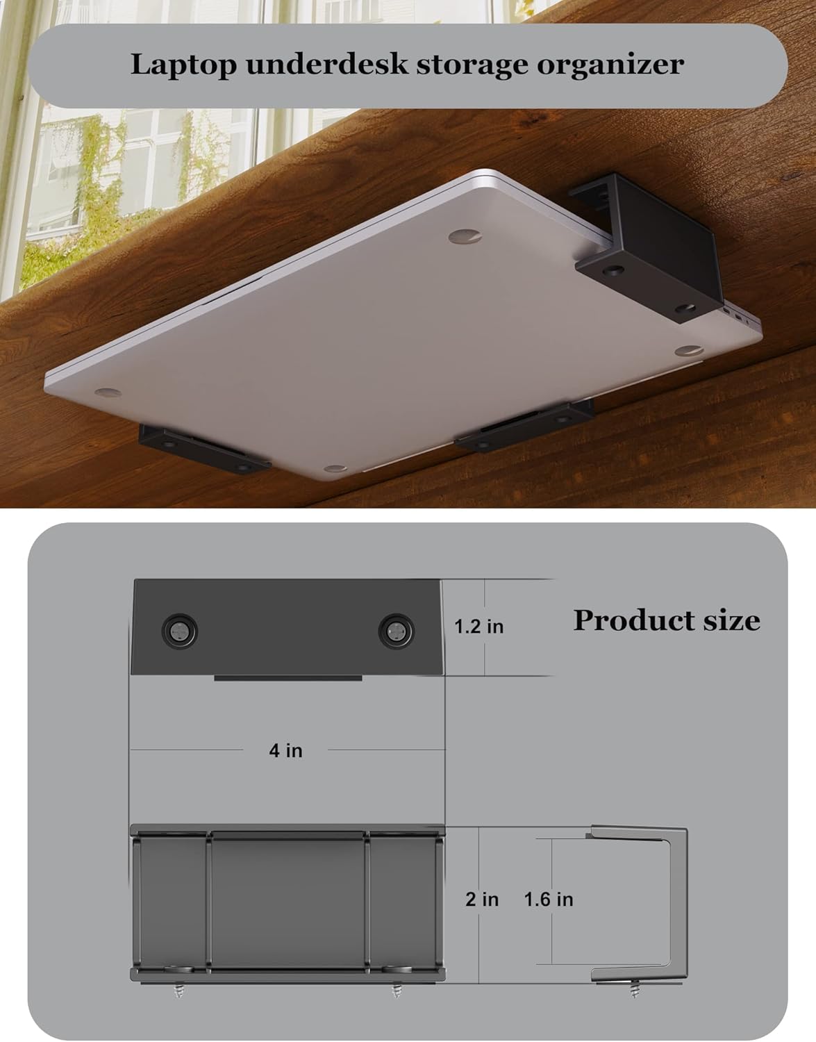 NOTMBESTM Under Desk Laptop Holder Under Desk Rack Mount for Keyboard & Small Devices Also Fit for Cable Box Wall Mount Tray Organizer Like Routers, Modems, Network Switch and More