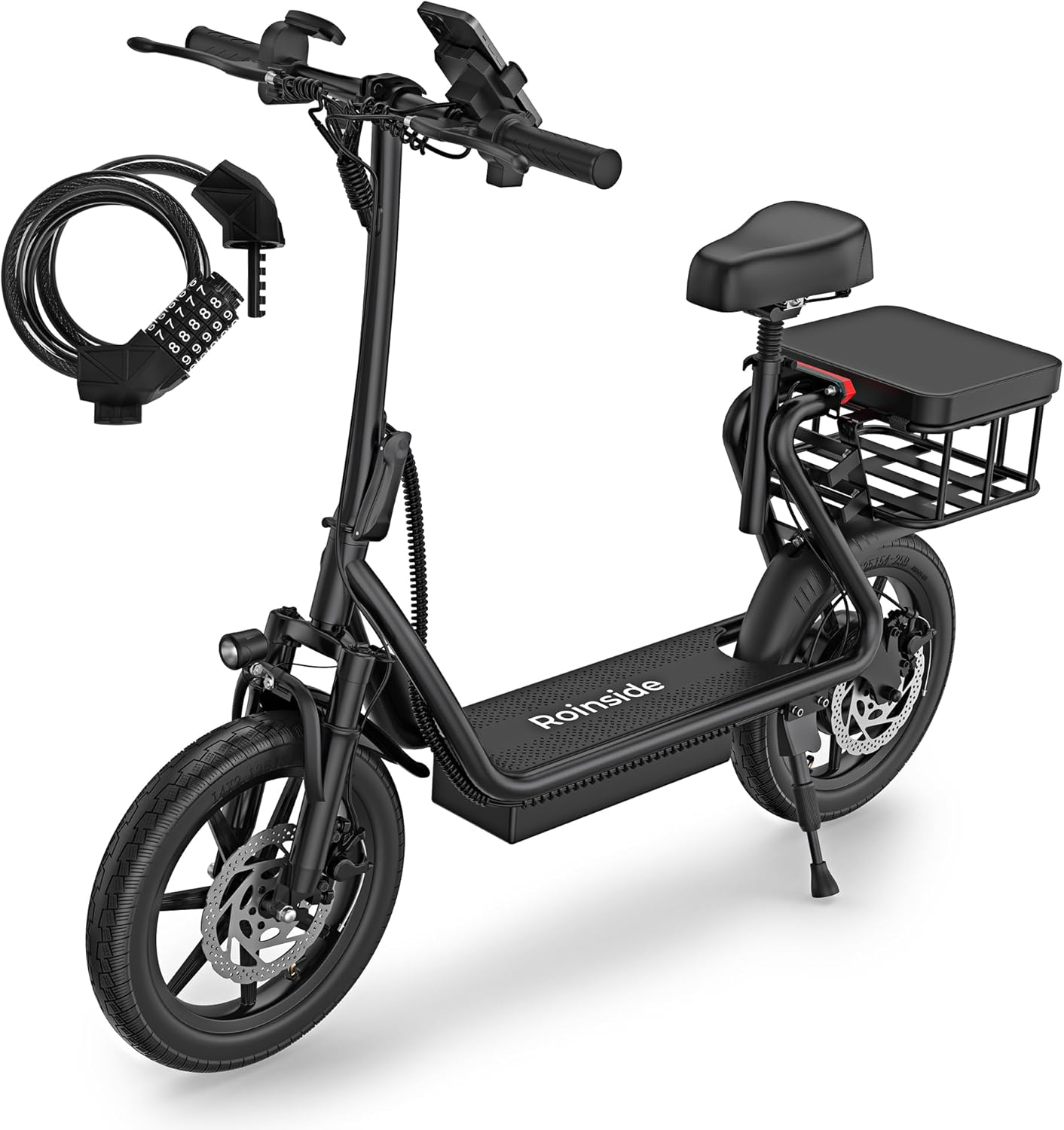 Electric Scooter - 350W Motor, 8.5" Solid Tires, Up to 19 MPH and 20/23 Miles Long-Range Portable Folding Commuting Scooter for Adults with Double Braking System and App
