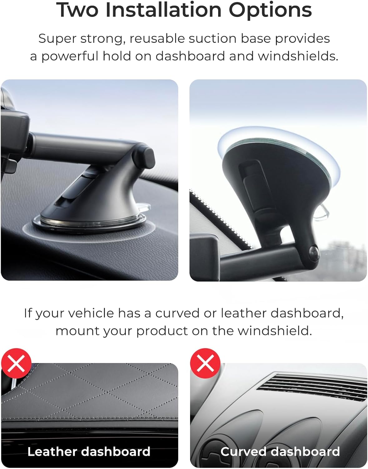 iOttie Easy One Touch 6 Universal Car Mount Dashboard & Windshield Suction Cup Phone Holder for iPhone Samsung, Google, All Smartphones