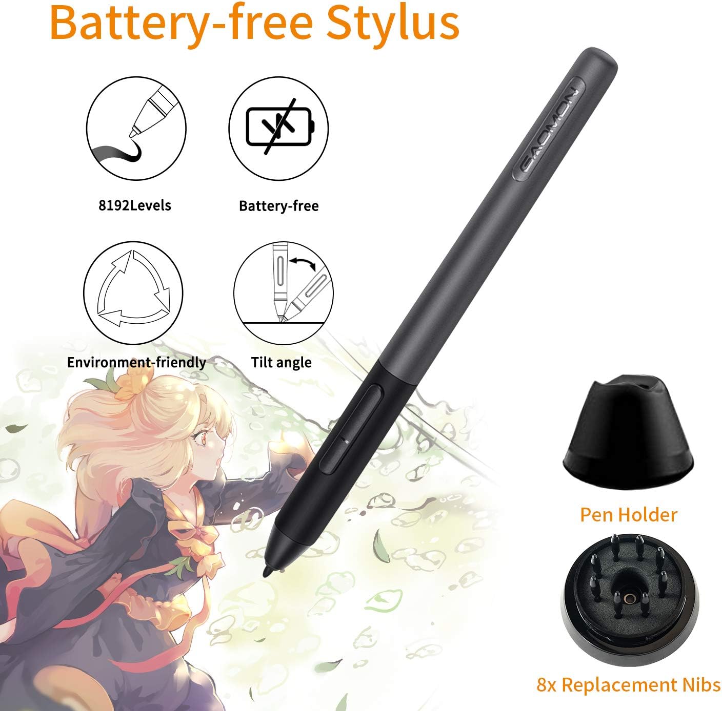 Drawing Tablet with Screen GAOMON PD1561 Drawing Monitor Art Tablet with Adjustable Stand, 10 Shortcut Keys, Tilt Support, Battery-Free Pen, 15.6-inch Graphics Tablet for Mac, Windows PC