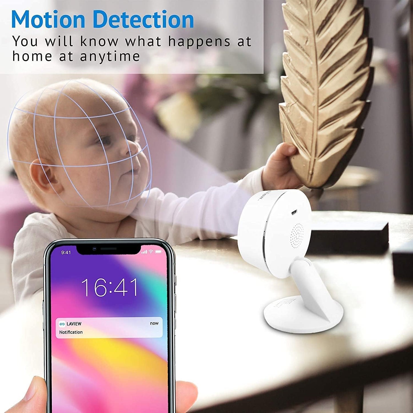 LaView Security Cameras 4pcs, Home Security Camera Indoor 1080P, Wi-Fi Cameras Wired for Pet, Motion Detection, Two-Way Audio, Night Vision, Phone App, Works with Alexa, iOS & Android & Web Access