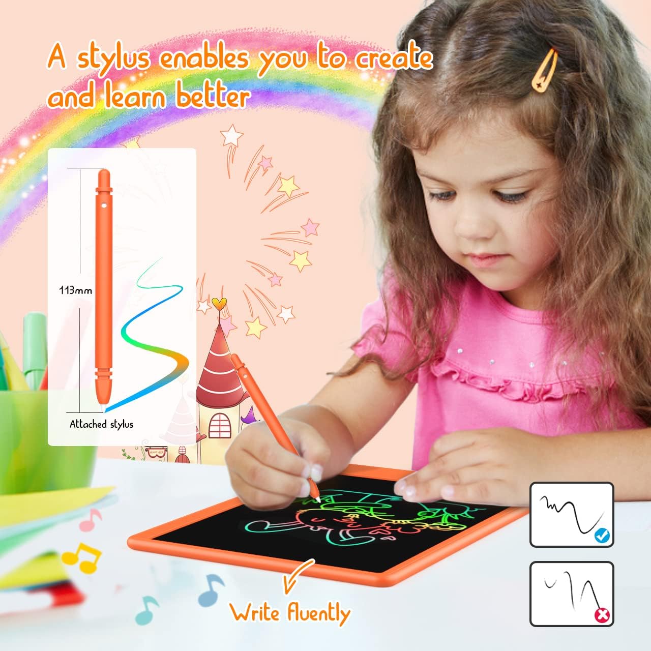 BUKEBU LCD Writing Tablet Doodle Board,10.5 inch Colorful Drawing Pad,Electronic Drawing Tablet, Drawing Pads,Travel Gifts for Kids Ages 3 4 5 6 7 8 Year Old Girls Boys (Blue)