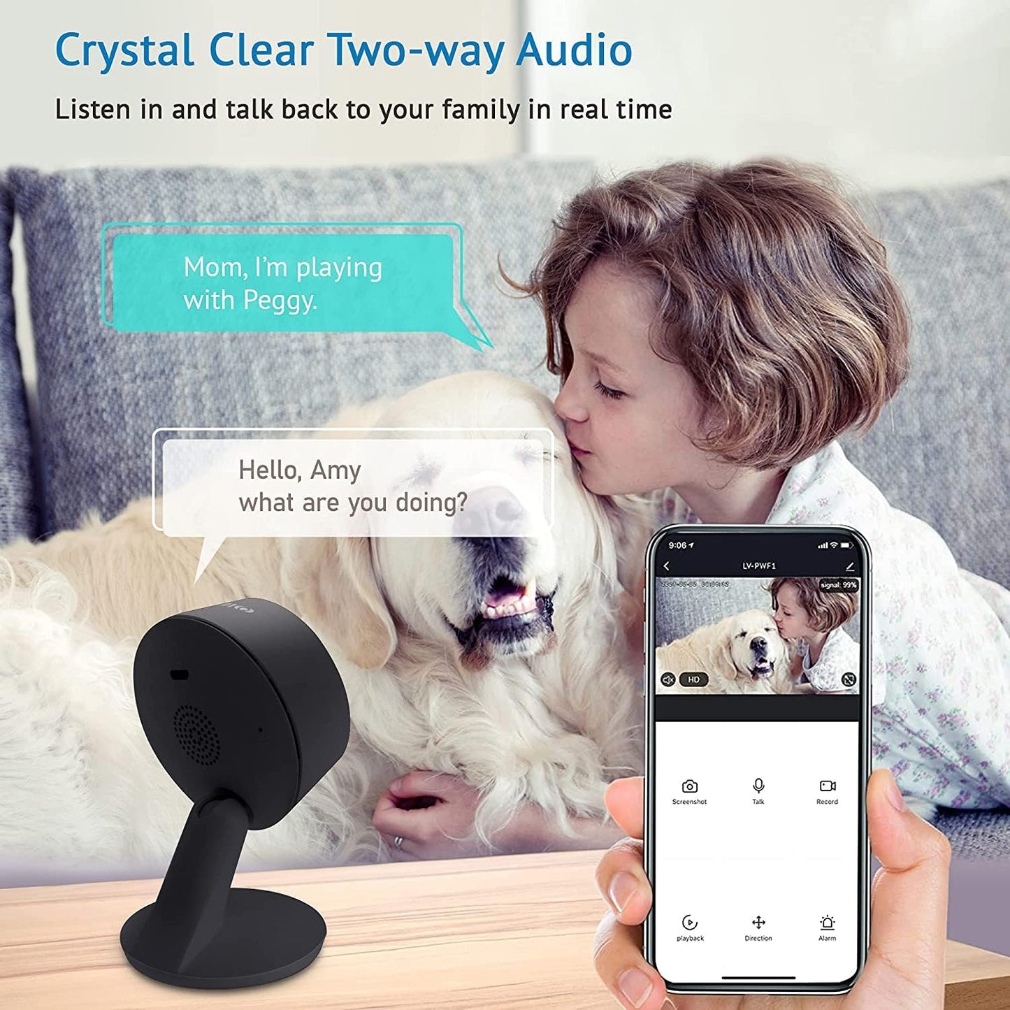 LaView Security Cameras 4pcs, Home Security Camera Indoor 1080P, Wi-Fi Cameras Wired for Pet, Motion Detection, Two-Way Audio, Night Vision, Phone App, Works with Alexa, iOS & Android & Web Access