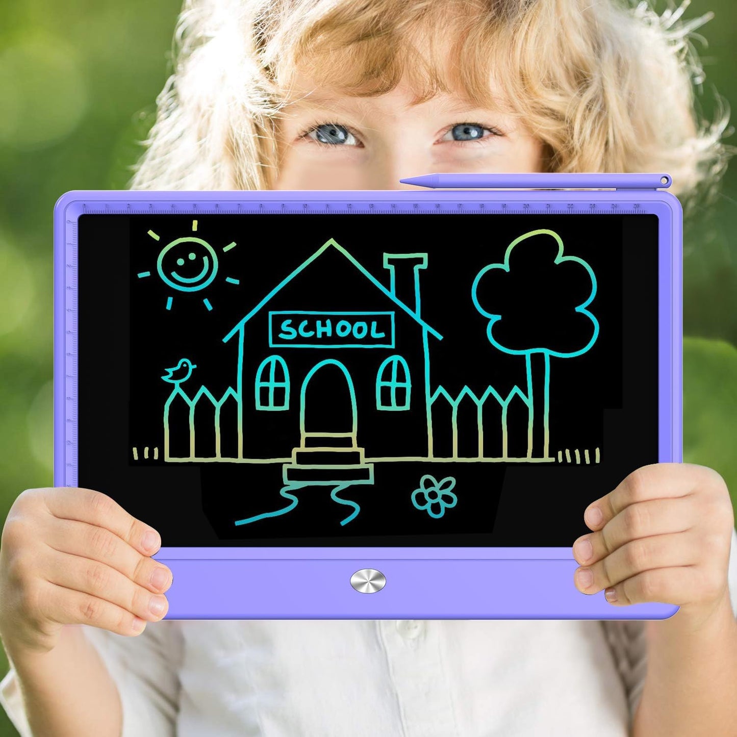 FLUESTON LCD Writing Tablet, Doodle Board Toys Gifts for 3-8 Year Old Girls Boys, 10 Inch Colorful Electronic Board Drawing Pad for Kids, Gifts for Toddler Educational Learning Travel Birthday, Blue