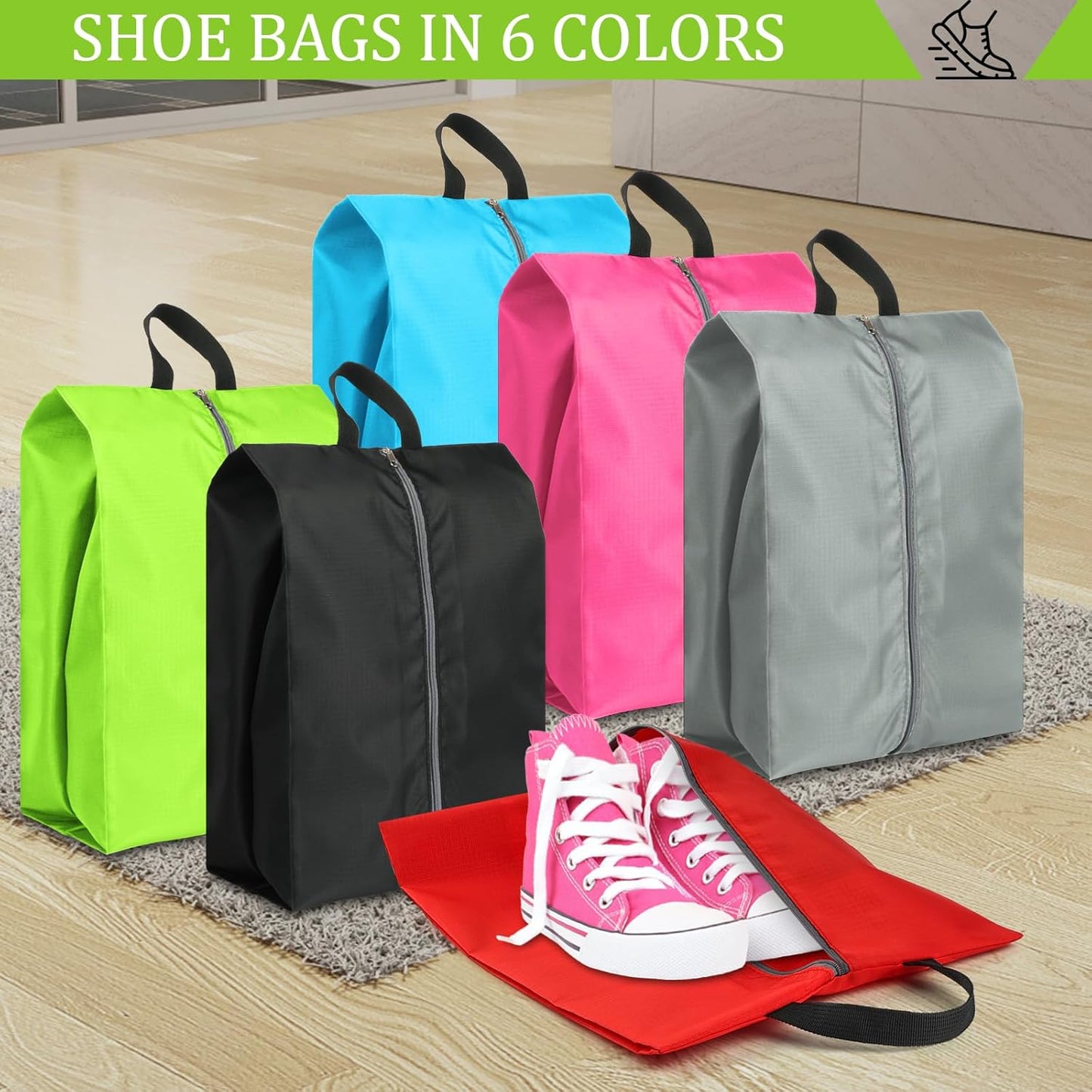 Shoe Bags for Travel, Set of 4 Pack Travel Shoe Bags for Packing, Large Waterproof Portable Travel Shoe Bag with Zipper Travel Essentials Women for and Men