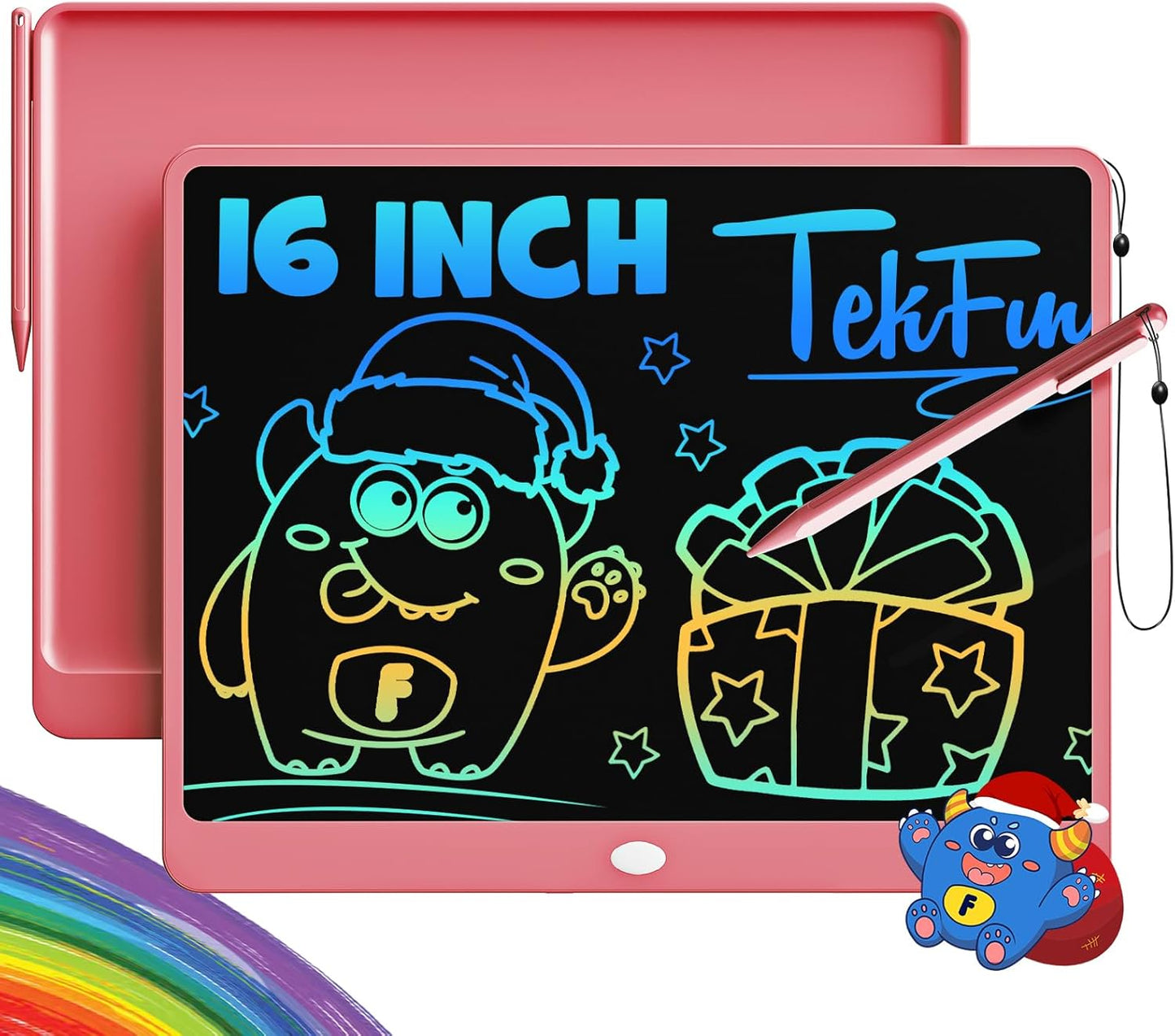 TEKFUN LCD Writing Tablet Doodle Board, 10inch Colorful Drawing Tablet Writing Pad, Kids Travel Essentials, Toddler Toys for 3 4 5 6 7 8 Year Old Girls Boys (Blue)