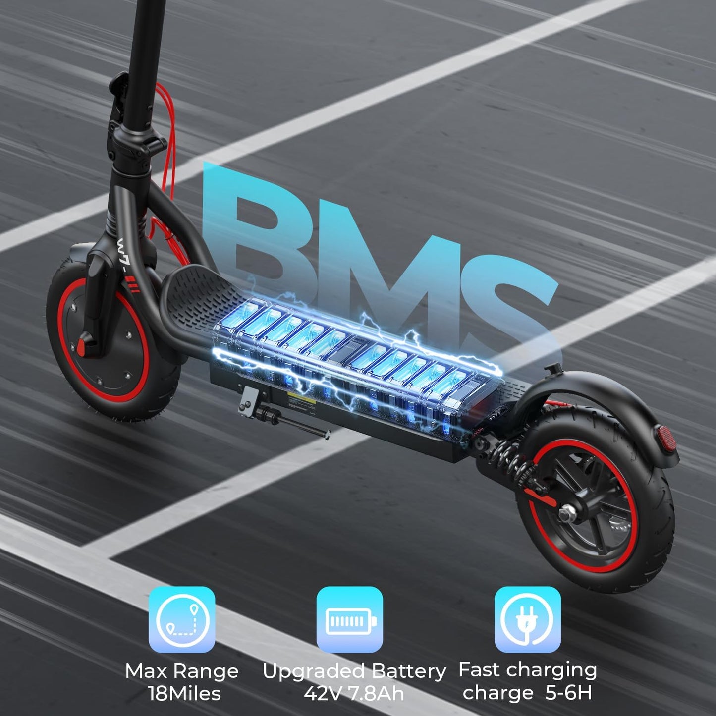 iScooter Electric Scooter, Top Speed 22/25 MPH E-Scooter Up to 18/25 Miles Range, Folding Commuting Electric Scooter for Adults with Turn Signal-360 ° Lighting - 8.5/9.3" Tires/264 Lbs Load W7 & W8