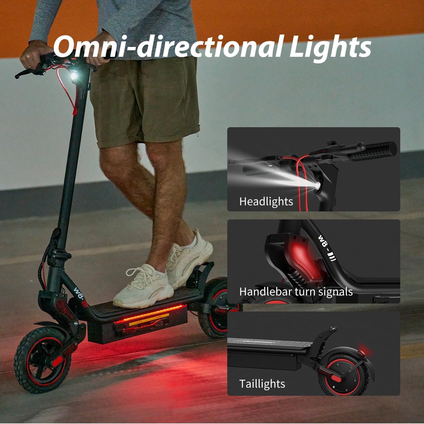 iScooter Electric Scooter, Top Speed 22/25 MPH E-Scooter Up to 18/25 Miles Range, Folding Commuting Electric Scooter for Adults with Turn Signal-360 ° Lighting - 8.5/9.3" Tires/264 Lbs Load W7 & W8