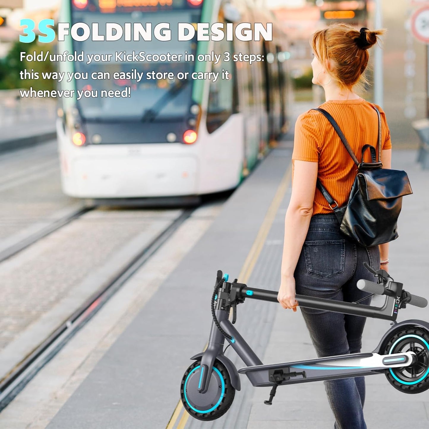 Electric Scooter Adults, Up to 22 Mph, 350W Motor Peak 500W, Foldable E-Scooter for Adults, Escooter Adults with App Control, Dual Syspension with Turn Signal Light, Dual Braking